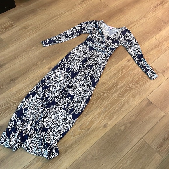 chinese dress ladies Lilly Pulitzer Ollie 3/4 Sleeve Maxi Polo Noir  Fenwick Float-ors